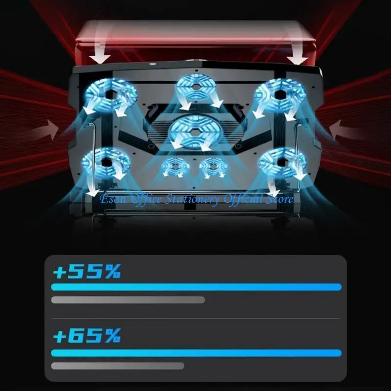 لوحة تبريد الكمبيوتر المحمول 6 مراوح Rgb حامل تبريد الكمبيوتر المحمول برودة المبرد قاعدة حامل الكمبيوتر المحمول مع حامل توسيع الهاتف LED