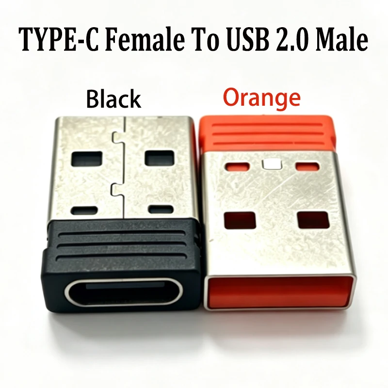 PD Fast Charging USB A Male To Type C Female Adapter USB2.0 Converter Orange Black Portable Charging Socket For Phone Data Sync