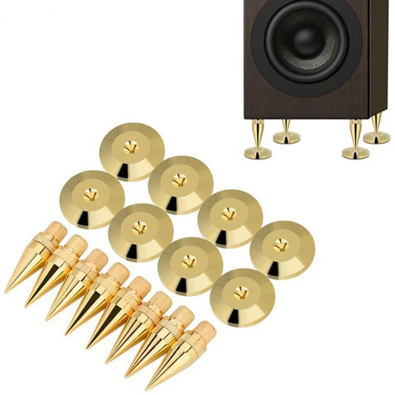 16 Pairs 6 X 36Mm Copper Speaker Spike Isolation Stand + Base Pad Feet Mat & 1 Set Gold-Plated Banana Plug Or Connector