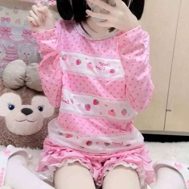 

Sweet Polka Dot One T irts Women Ropa Mujer Long Sve Chinese Sle Women's Long Sve T-irt Faionable Autumn Wear