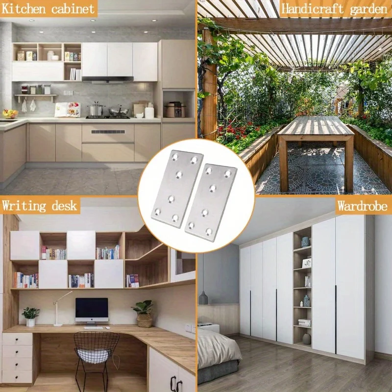 10pcs 6 หลุมวงเล็บแบนซ่อมวงเล็บสแตนเลสไม่มีการซีดจางโครงสร้างที่เรียบง่าย Stable และบริษัทหนาวัสดุ