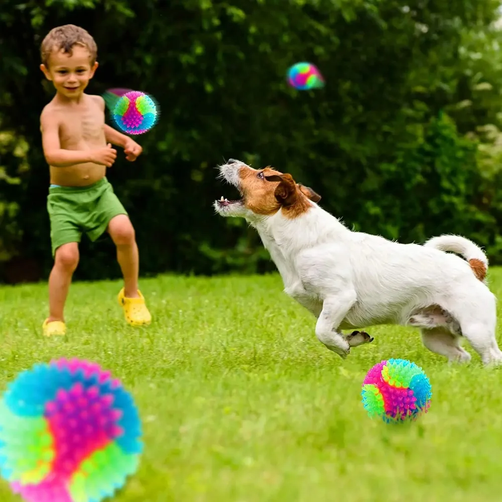 LED Glowing Ball Dog Toy Molar Ball Balls Flashing Elastic Ball Pet Color Light Ball Interactive Toys For Puppy Cats Dog