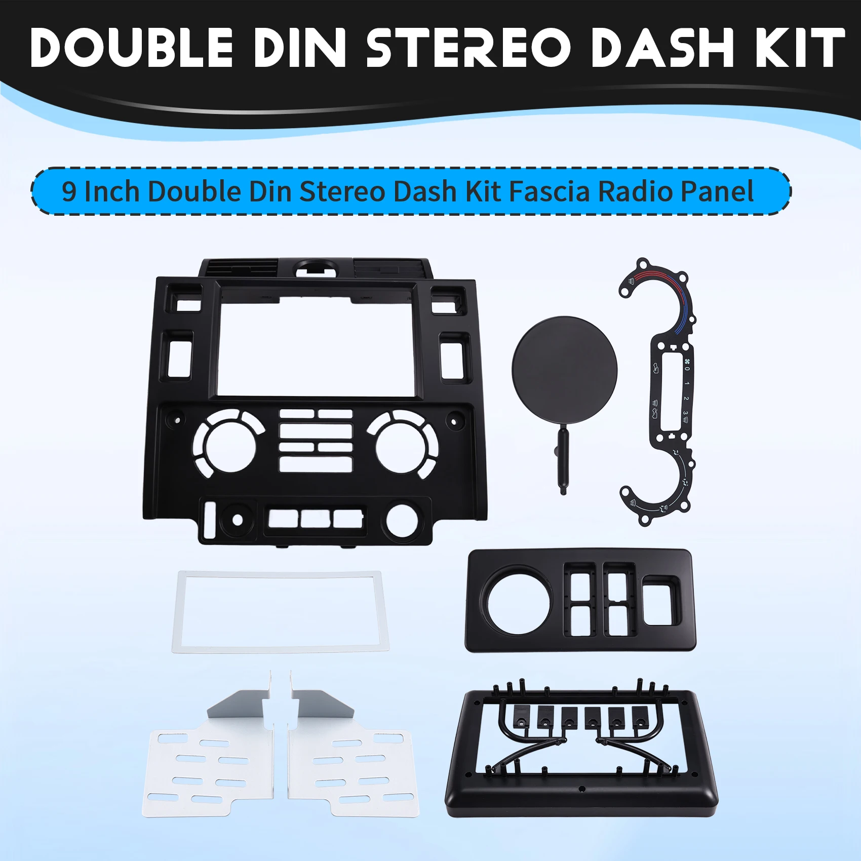 Super Sale 9 Inch Double Din Stereo Dash Kit for Land Rover Defender 2007-2016 Car Fascia Radio Panel Fascia Plate Console Bezel