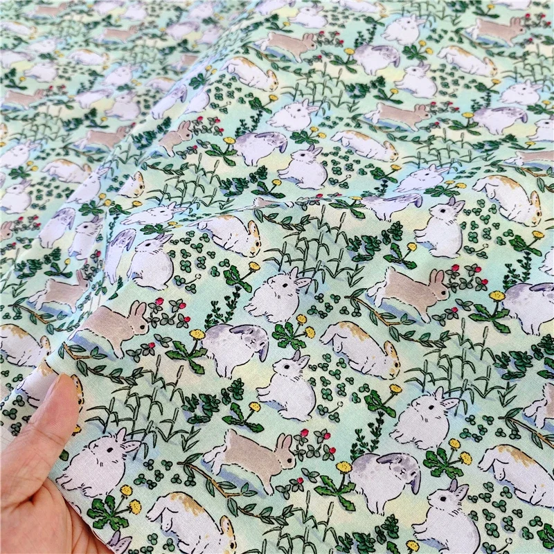 

Хлопчатобумажная ткань, 100% по метрам, с принтом кролика для сумки, детское платье «сделай сам», мультяшный материал, хлопчатобумажная ткань