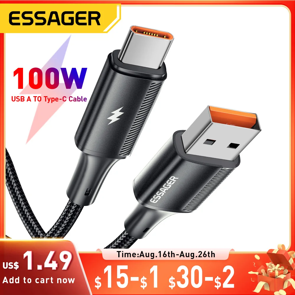 Essager 7A USB Typ C Kabel für Realme Huawei P40 Pro 100W Schnellladekabel USB-C Ladegerät Datenkabel für Samsung Xiaomi Poco F3