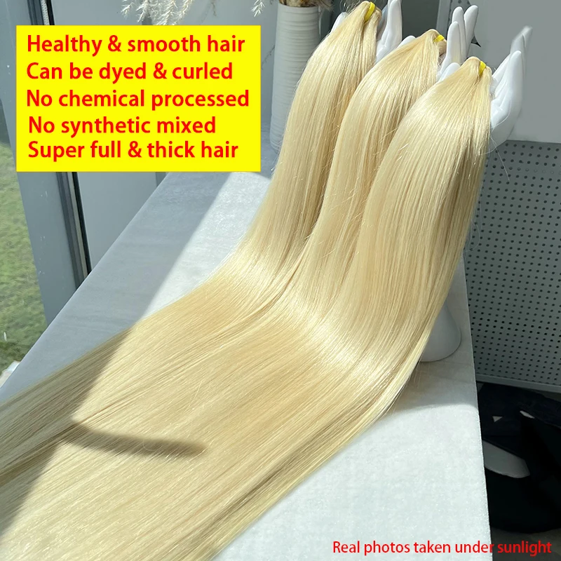 16A Raw #613 Blonde Bone Straight 100% Human Hair Bundles Unprocessed Virgin Hair Colored Weave Double Weft Extensions 10-30inch