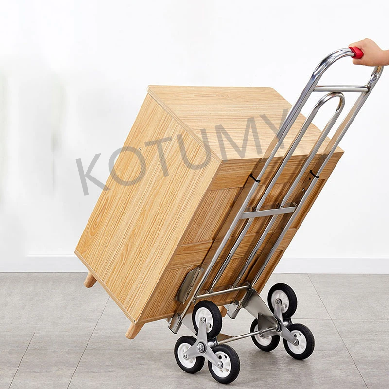 Stair Climbing Cart Folding Trolley Heavy Duty Portable Hand Truck Dolly Cart Adjustable Handle PU Rubber Wheel Upstairs Cargo