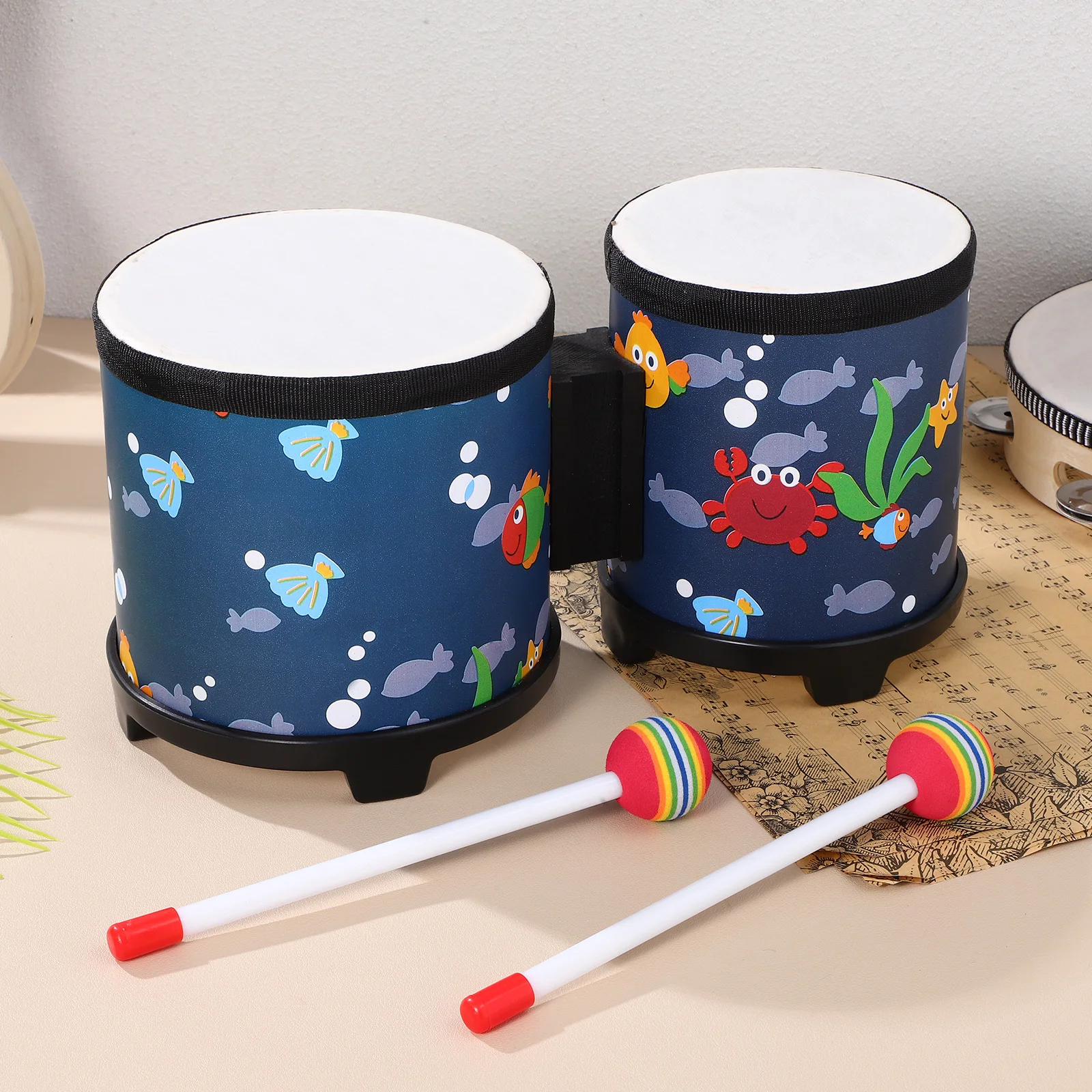 

Underwater World Drum Small Percussion Instruments Music Hand Drums Set Kids