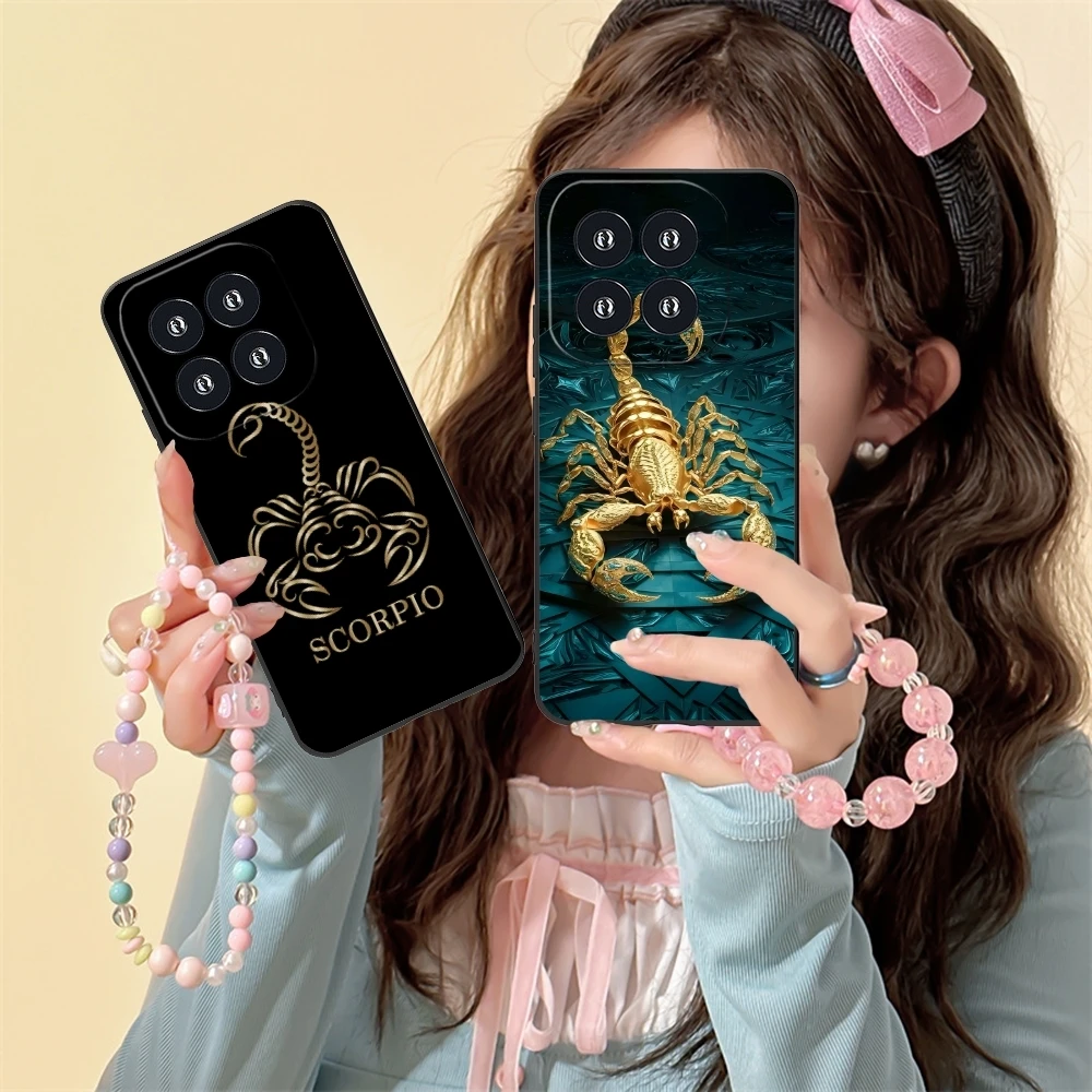 Colored Golden Scorpio Mobile Cell Phone Case for Xiaomi 14 13 12 11 10 9 T Ultra Lite Pro S SE X 5G Black Phone Cover Shell