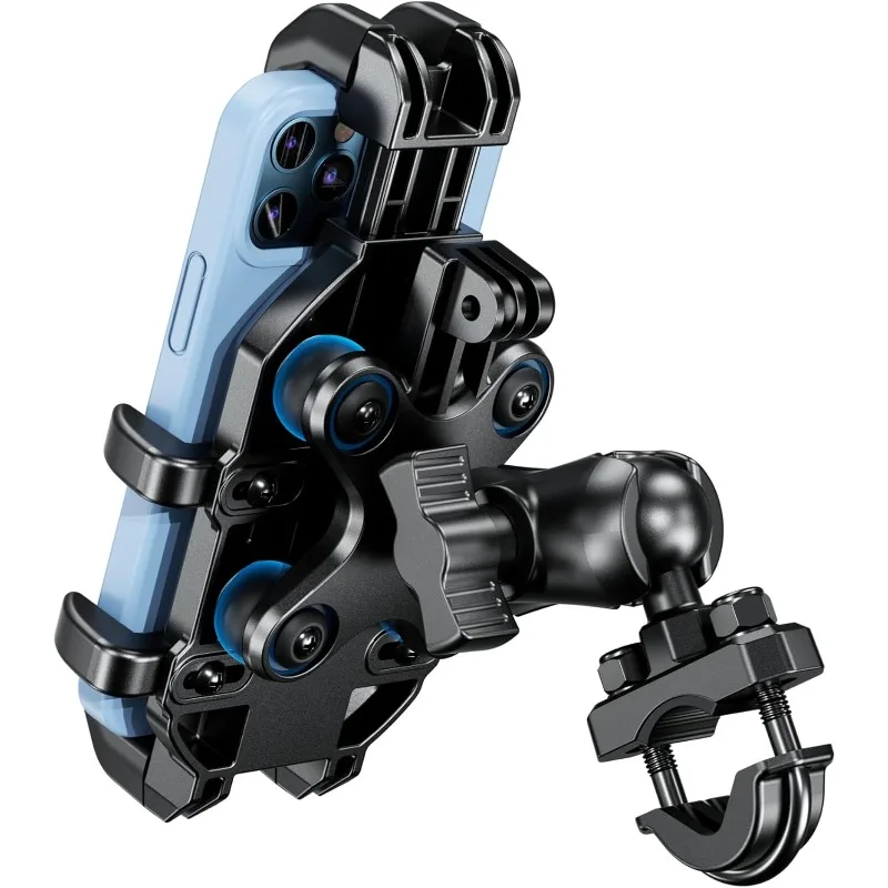 

Motorcycle Phone Mount Holder with Vibration Dampener, Anti-Shake Handlebar Cellphone Cradle for Bike Bicycle Scooter ATV