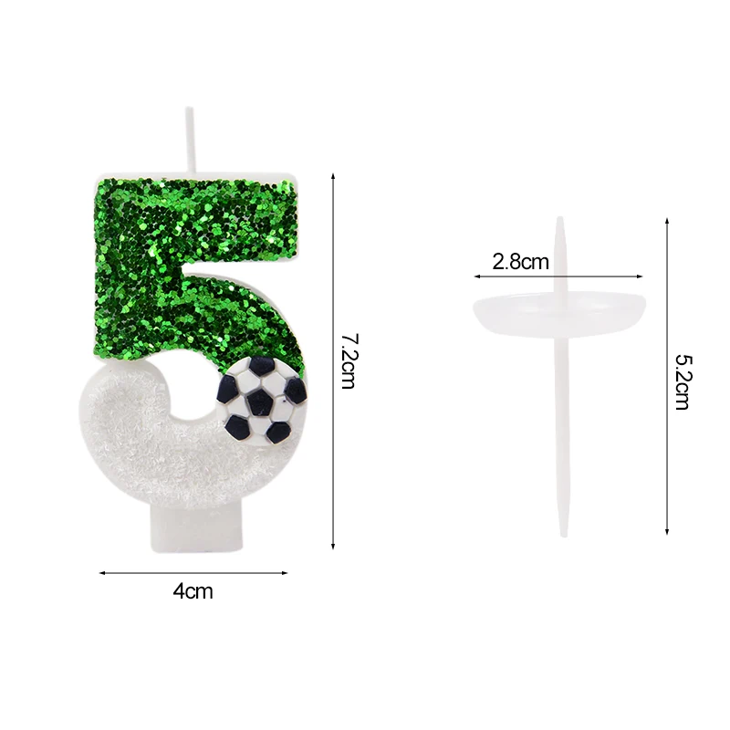 Football Party Cake Candles Green 0-9 Numbers Cake Topper Birthday Soccer Ball Candle For Boy Party Cake Topper Decor Supplies