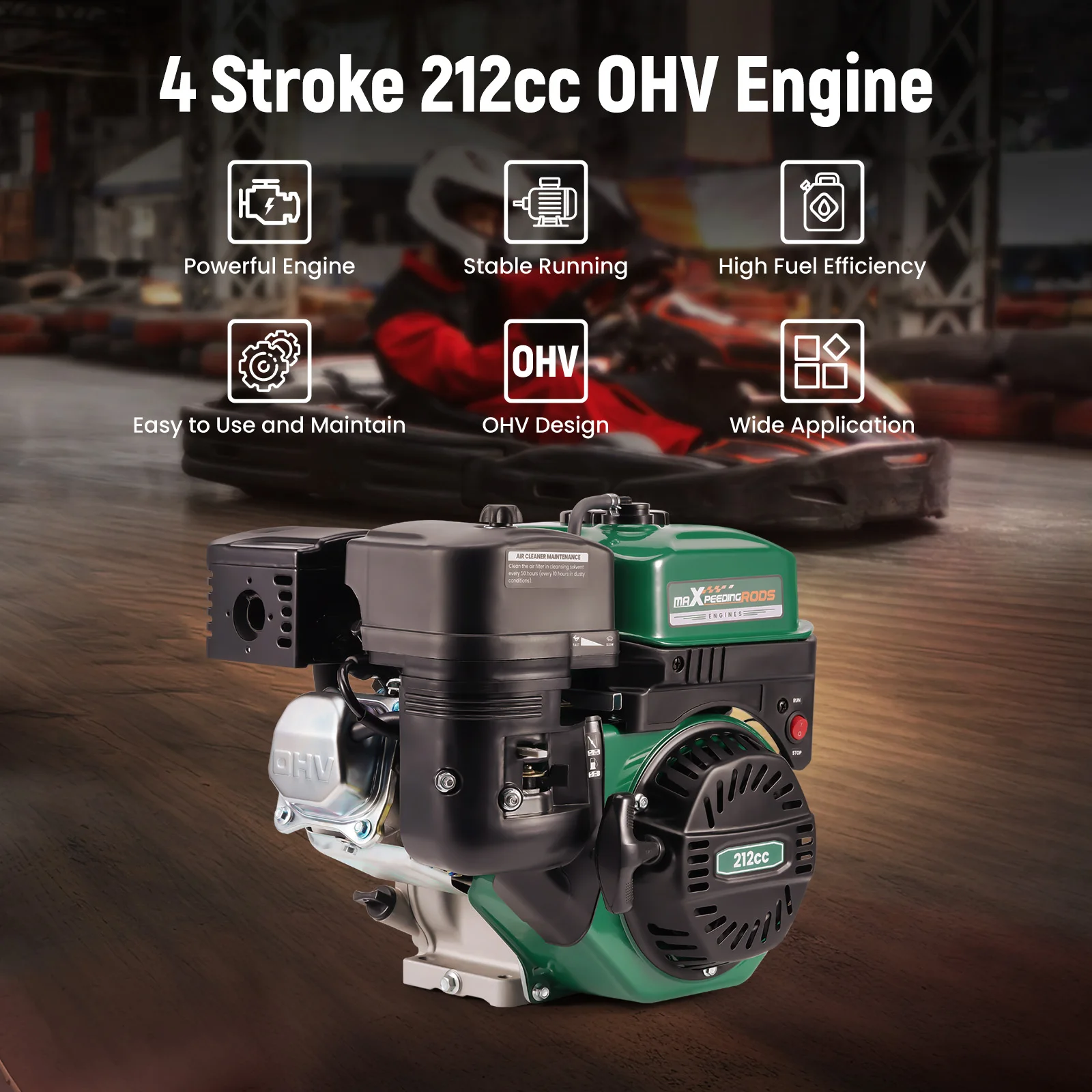 7HP 212cc Horizontal Engine Motor Gasoline 4 Stroke Recoil Start For Compressor