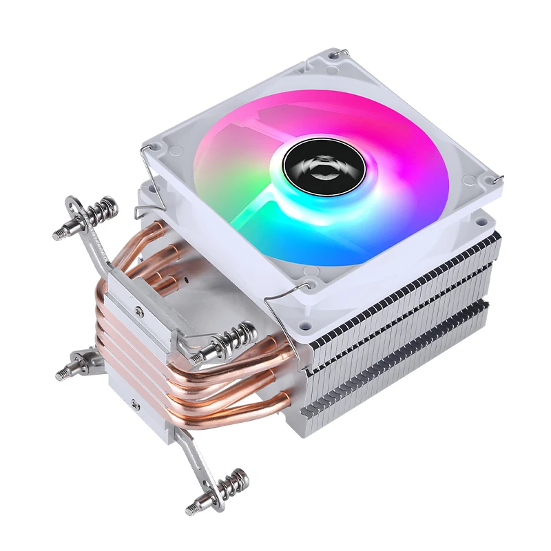 QiuzAim PC Tower Type Radiator x79 x99 Processor Air-Cooled White cpu cooler Fan mute 4 Heat Pipe install LGA2011 e5 2066 2099