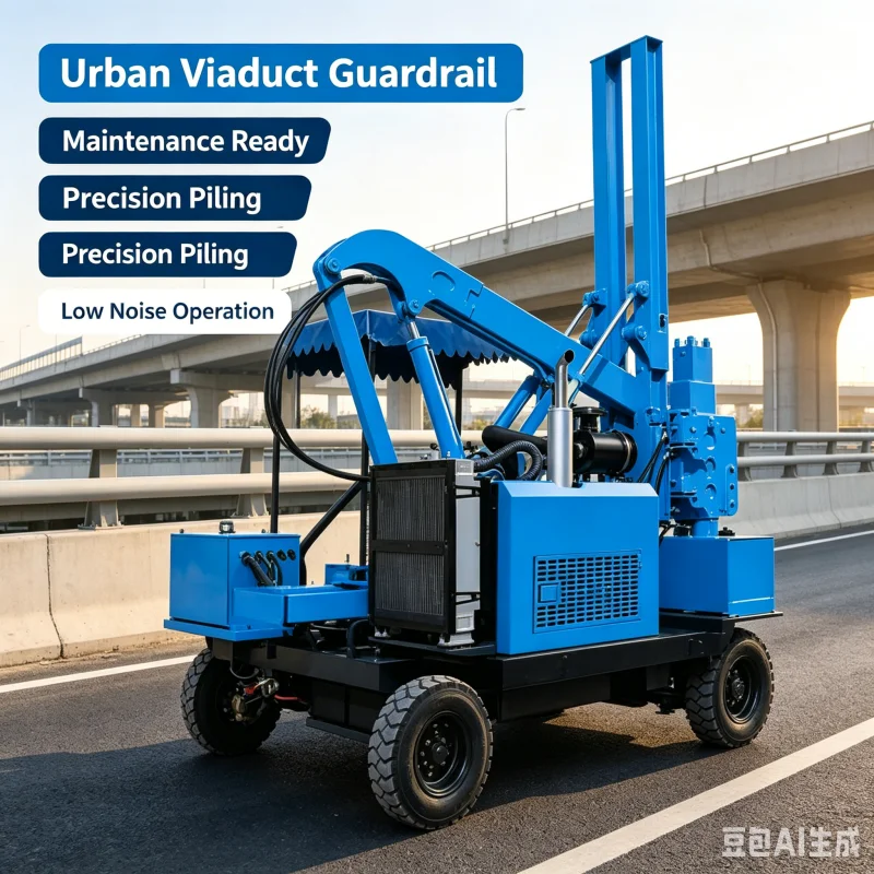 High Efficiency Guardrail Post Driver Hydraulic Hammer Piling Rig For Road Safety Barrier Construction Traffic Fence Rig