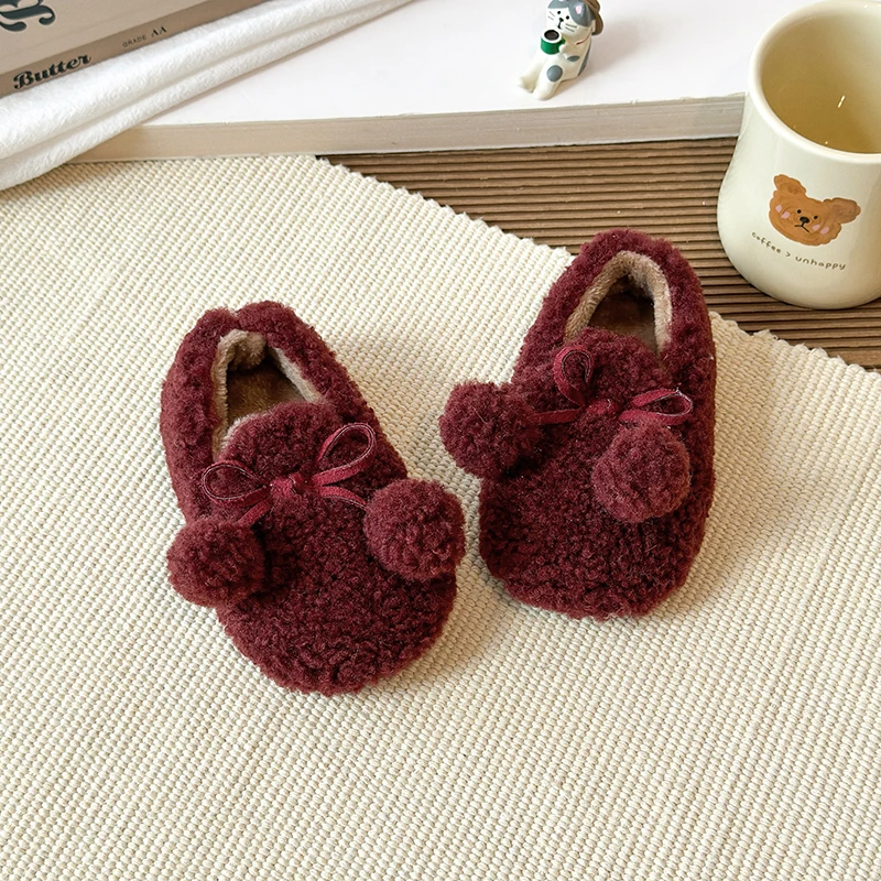 

Kids Shoes Winter Toddler Girls Fashion Princess Flats Baby Children Brand Loafer Children Warm Fur outdoor Cute Soft Sole Shoes