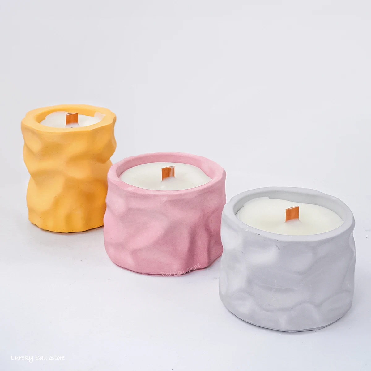 Unique Irregular Candle Jar Silicone Mold DIY Nordic Style Cement Round Storage Box Plaster Mould Flowerpot Concrete Crafts Mold image 2