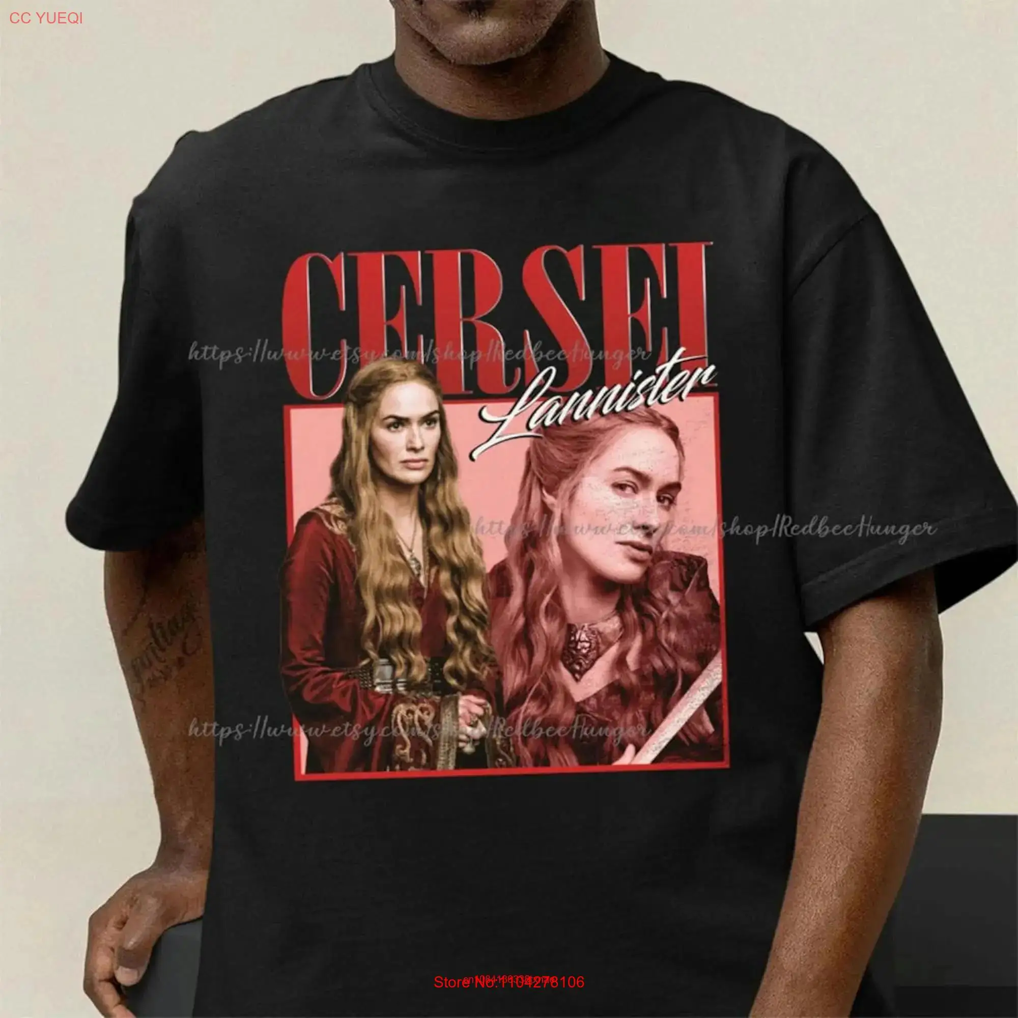 

Винтажная футболка ограниченного выпуска Cersei Lannister 90-х годов Bootleg GOT Homage SweaT с длинными или короткими рукавами