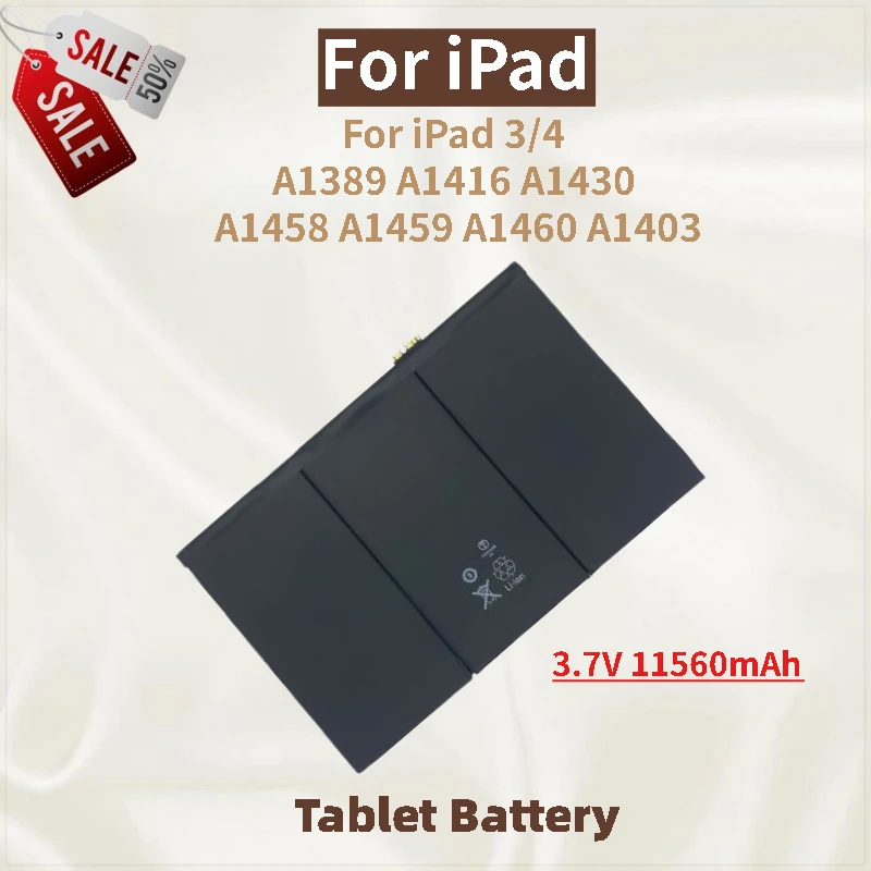 

Tablet Battery 3.7V 11560mAh For iPad 3/4 A1389 A1416 A1430 A1458 A1459 A1460 A1403 Brand New High Quality