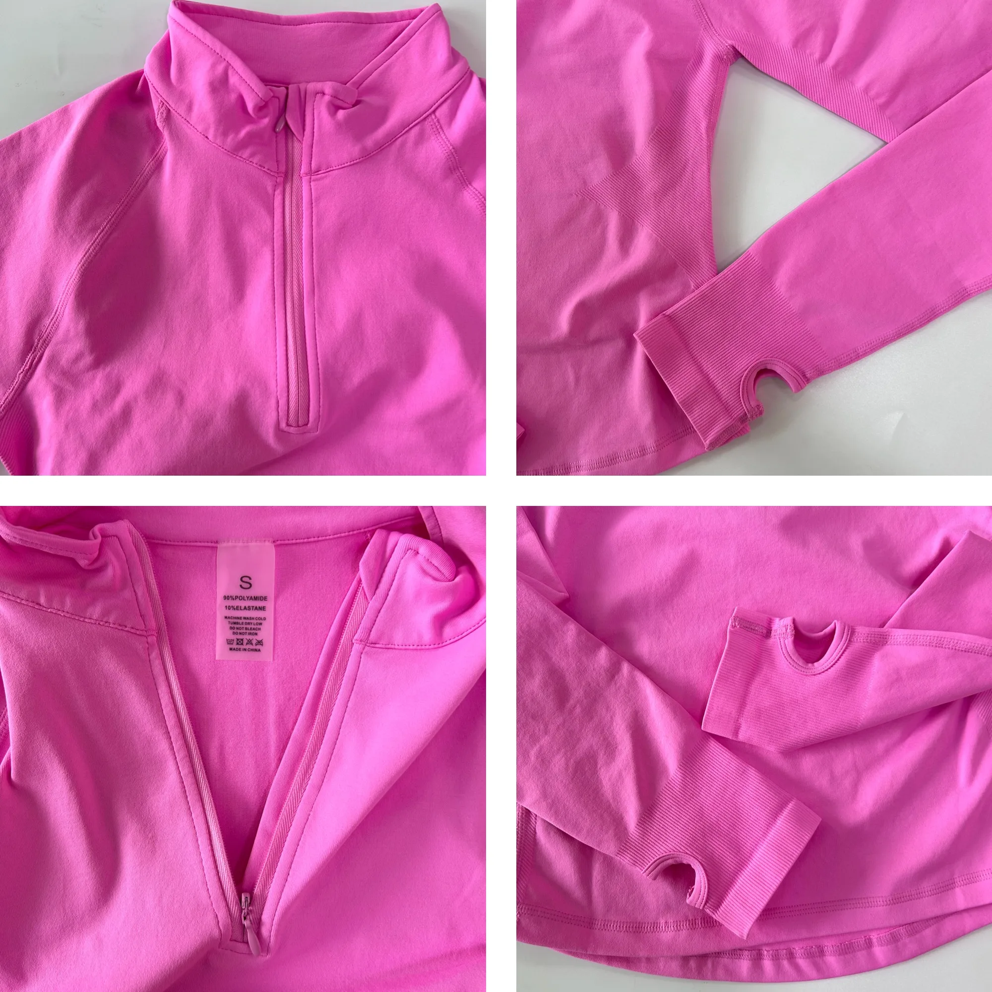 Pericic 2-teiliges Langarm-Yoga-Set für Damen, Halb-Reißverschluss-Jacke, Langarm-Sporttop, Gym-Shorts, Fitnessanzüge, Laufjacken, Workout-Set – Detail 11