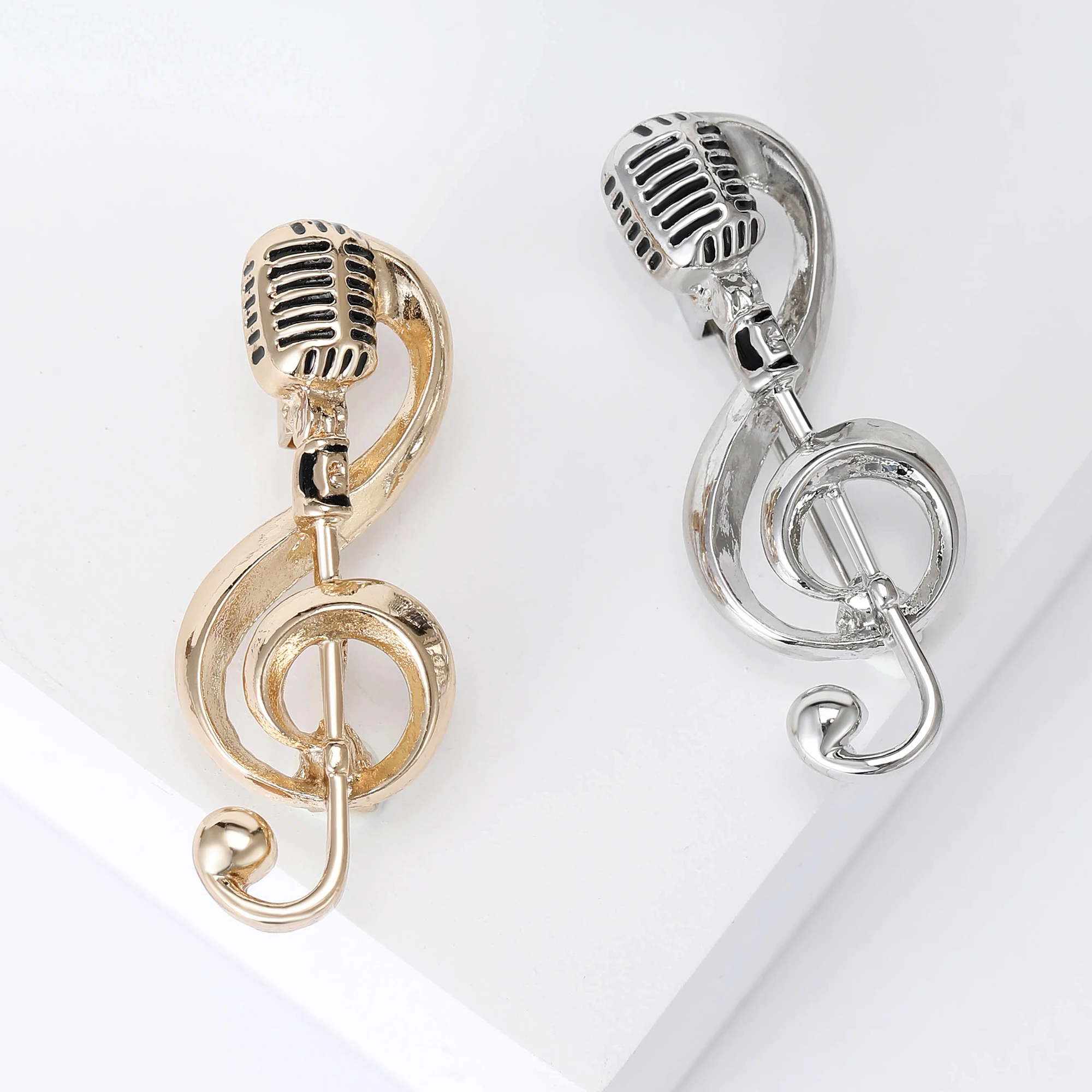 Rhinestone Note Brooches for Women Unisex Enamel Piano Music Notation Pins Banquet Party Backpack Gifts Jewelry Accessories