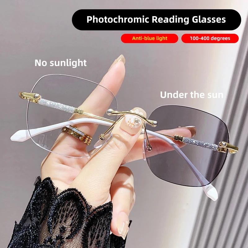 New Photochromic Reading Glasses Women Anti-blue Light Presbyopia Eyegalsses Vintage Optical Eyewear
