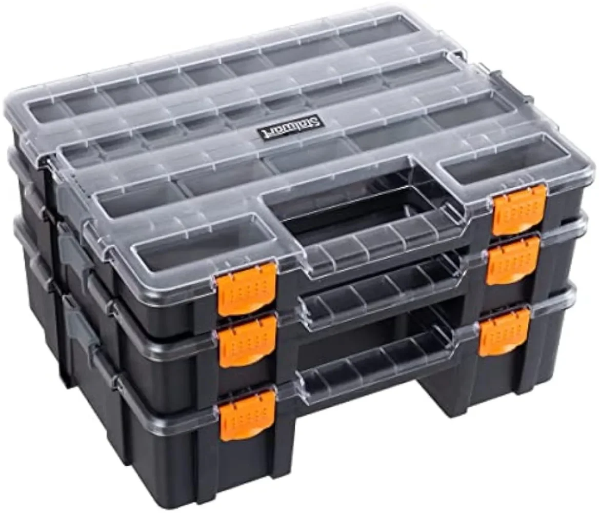 Tool Box Organizer with 52 Customizable Compartments to Store Hardware, Craft Supplies, Beads, 3 in 1, Portable Parts Organize