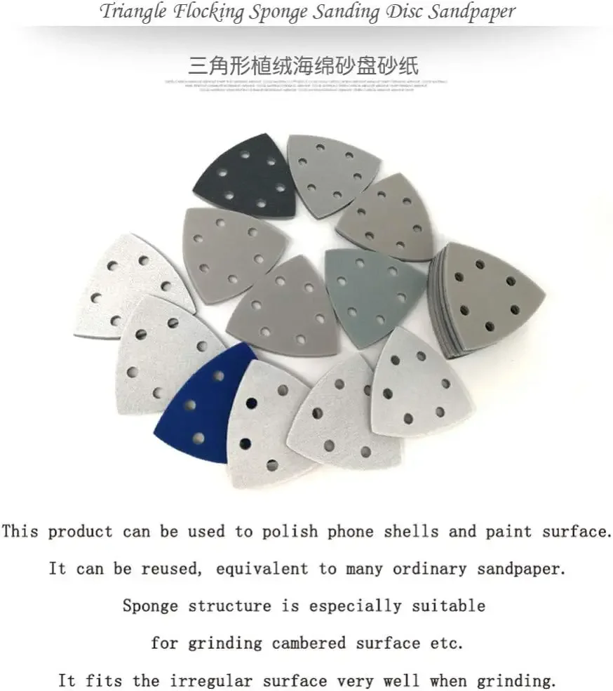 10/20 Piece Triangular Sandpaper with 6 Holes 90*90*90MM Assorted Grit 300-3000# Abrasive Sanding Tools for Polishing Grinding