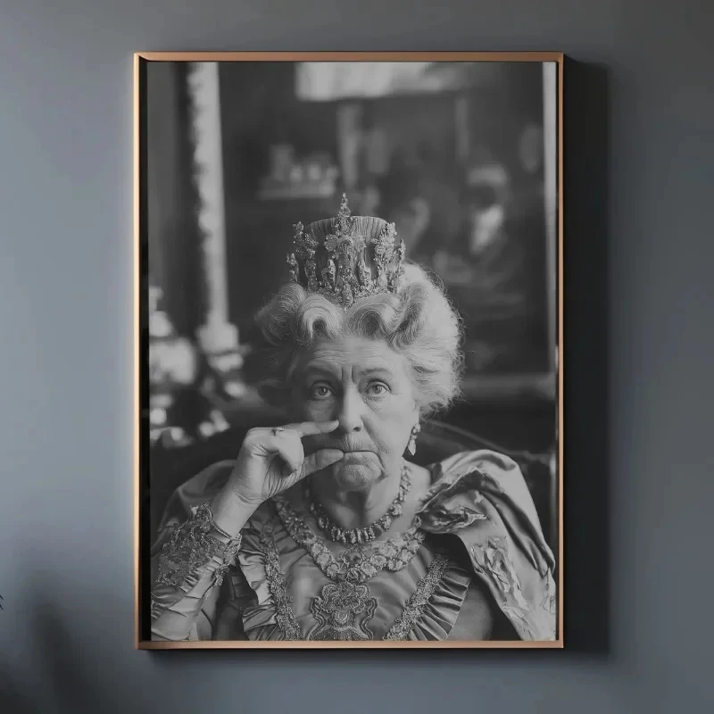 Vintage Queen Portrait Art Posters Print Toilet Humor Wall Pictures Retro Canvas Painting for Funny Bar Bathroom Home Decoration