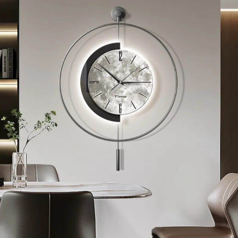 Nordic Style Moon Shape Living Room Wall Clocks Simple Silent Entrance Hall Clocks Luxury Modern Bedroom Home Decoration