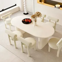 Mesa De Comedor De arte Simple, Mesa De Comedor De lujo europea nórdica moderna, Mesa De Comedor ovalada para sala De estar, muebles De Comedor