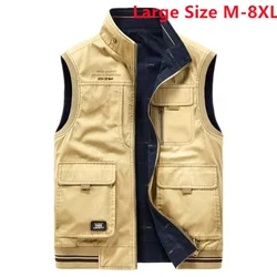 Large Size Gilets for Men Sleeveless Jacket Camping Vest Multi-pocket Multi-pockets Heated MAN Motorcyclist Plus Outerwear Work