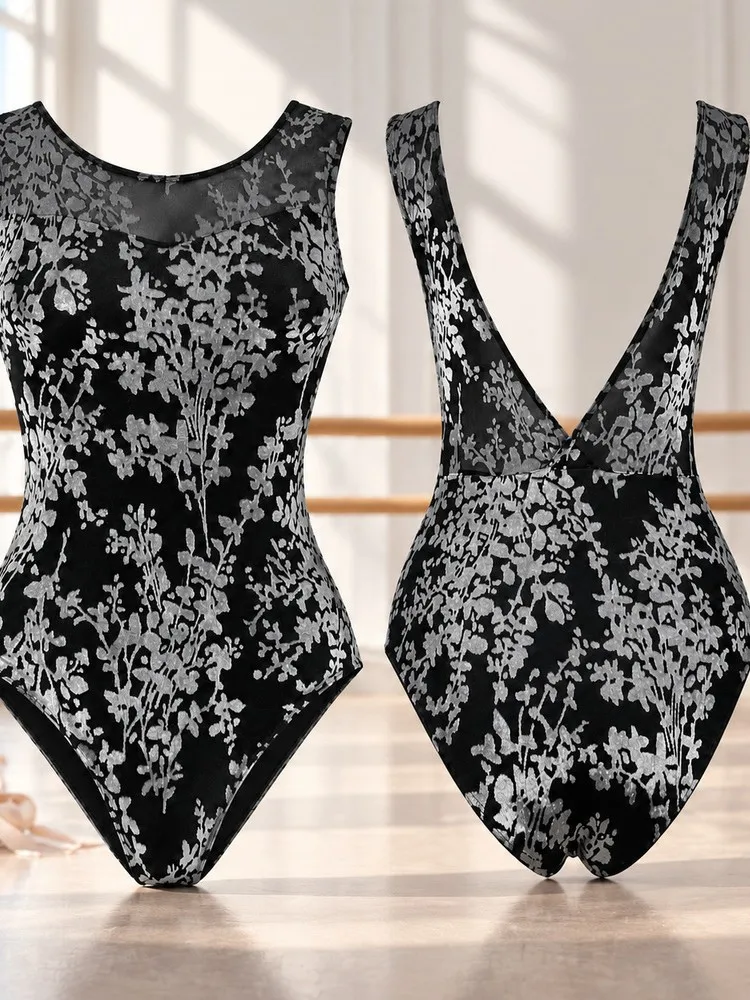 Women Mesh Dance Leotards Sleeveless Ballet Leotards Dance Skating Rhythmic Gymnastics Yoga Leotards Camisole Bodysuit Swimwear
