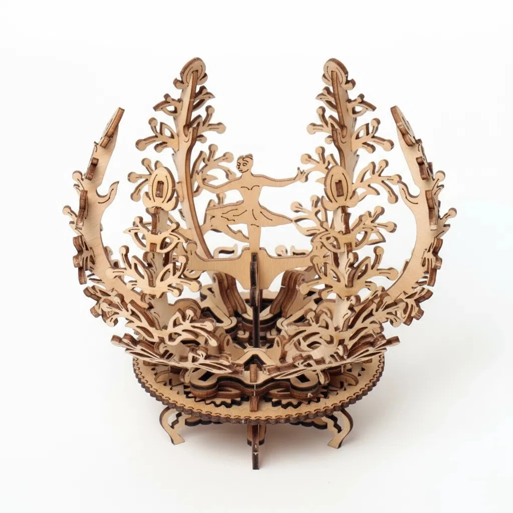 

OUZEY 3D Wooden Kinetic Sculpture - Floral Maiden with Mechanical Movement, DIY Art Model for Adults & Teens Age 14+
