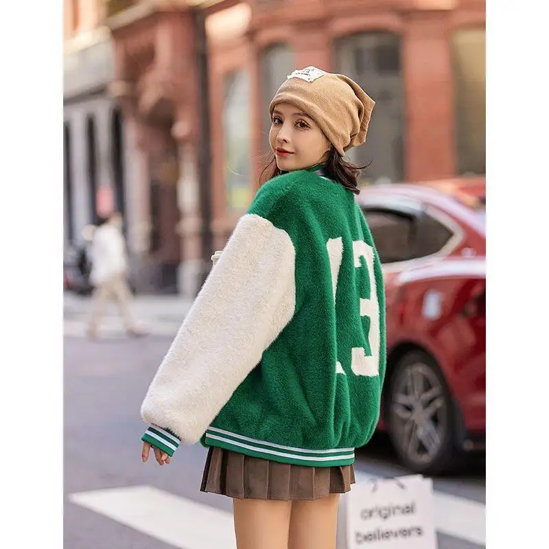 

Women Winter Coat New Baseball Jacket Coat Student Outerwear Korean Style Mid Long Autumn Winter Ins Cotton Jacket Winter