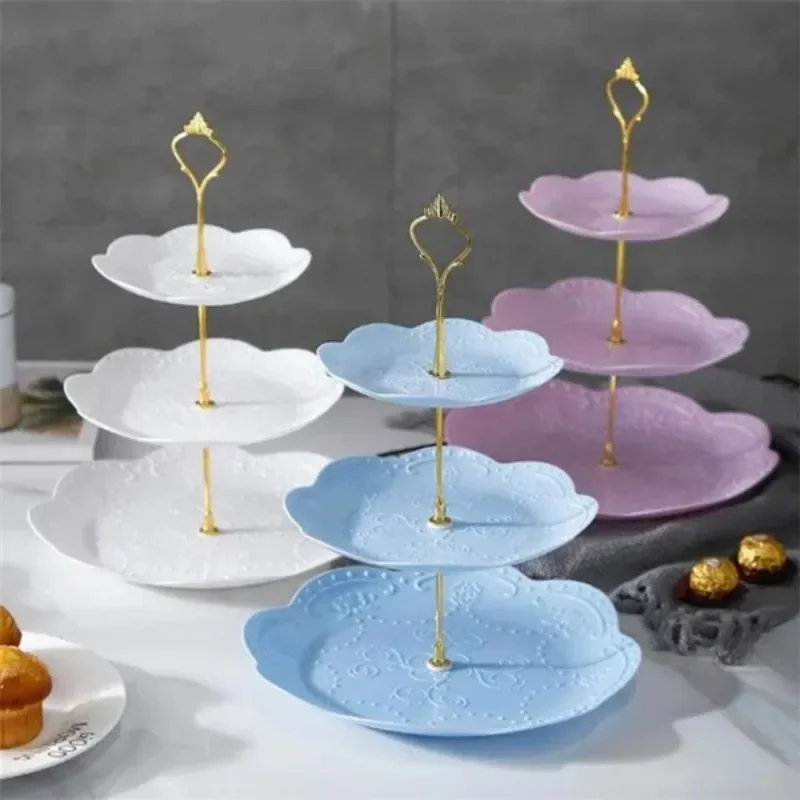 Detachable Cake Stand European Style 3 Layer Dessert Pastry Cupcake Fruit Plate