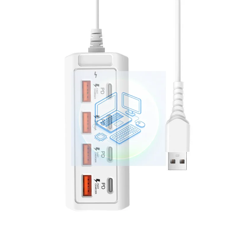 12 In 1 Multi Port Charging Station, 6 USB 6 Type C Fast Charger, Desktop Wall Power Strip Adapter for Phone Tablet Laptop
