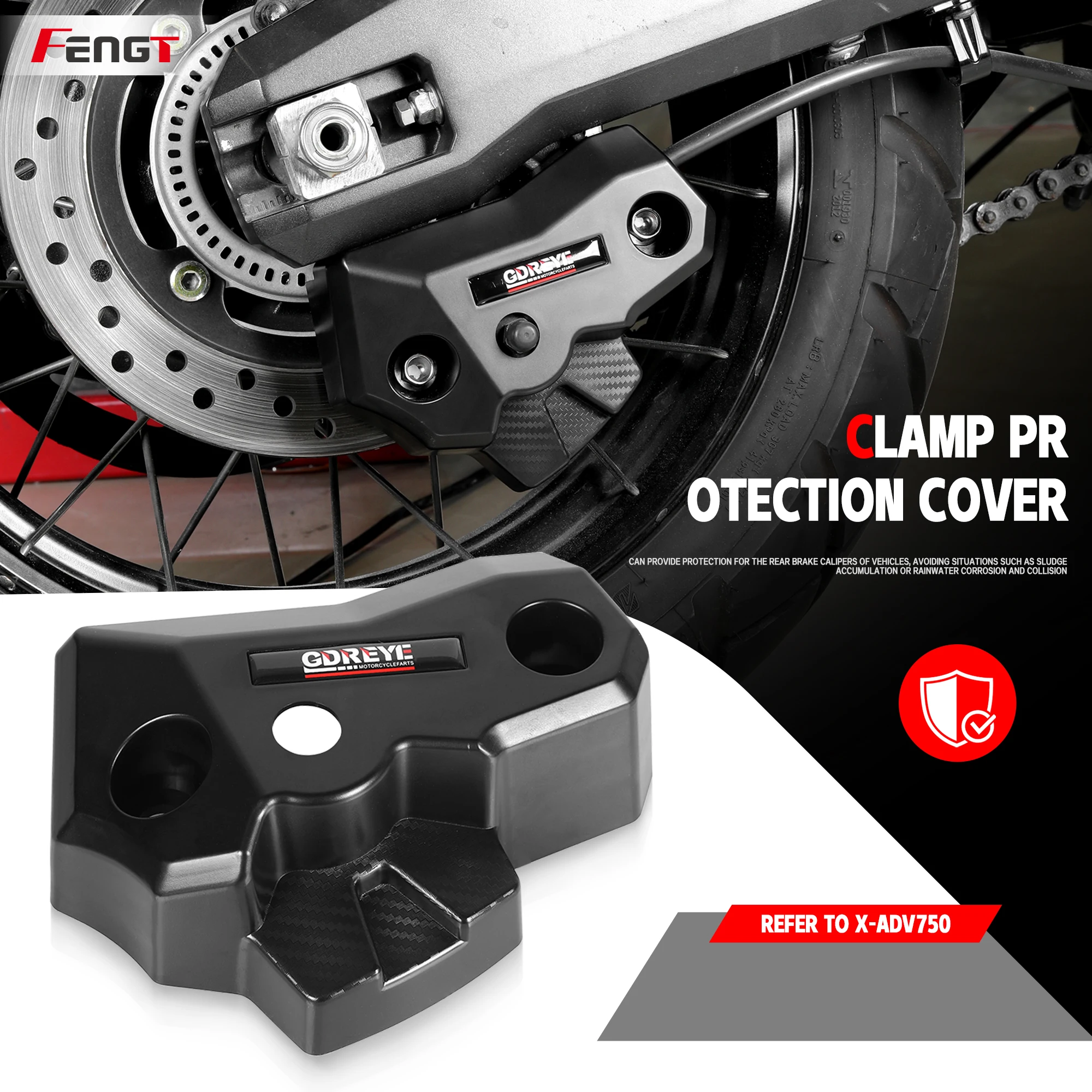 Für X-ADV750 2017-2026 XADV750 Motorrad Hinterer Bremssattelschutz Klemmschutzabdeckung Hintere Deckelabdeckung Passend für Hinteren Bremssattelschutz