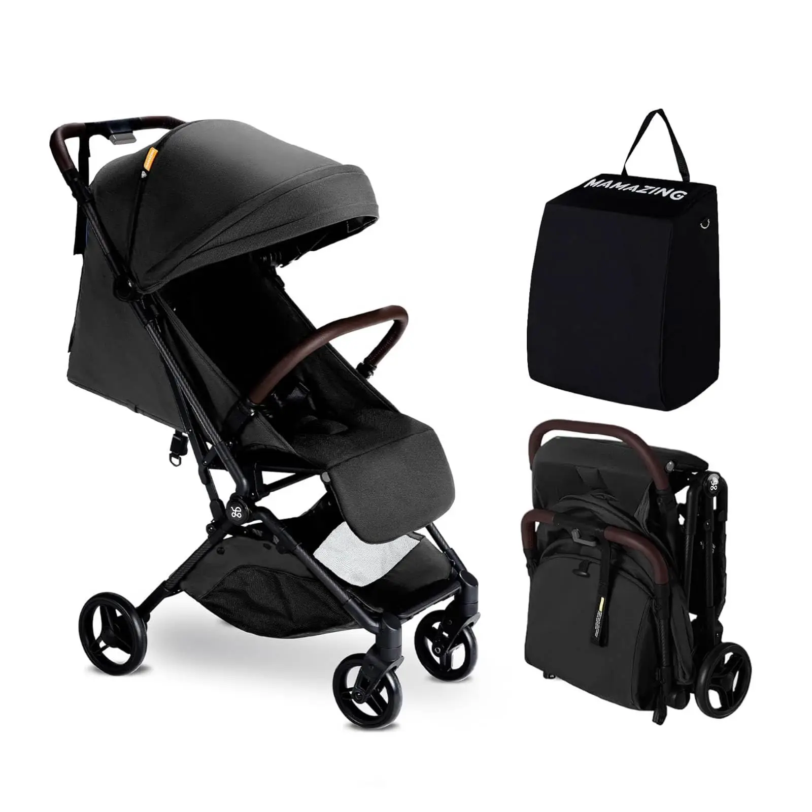 MAZAZING poussette de voyage en carbone, pliable, ultralégère (5,26 kg), compacte et adaptée aux avi