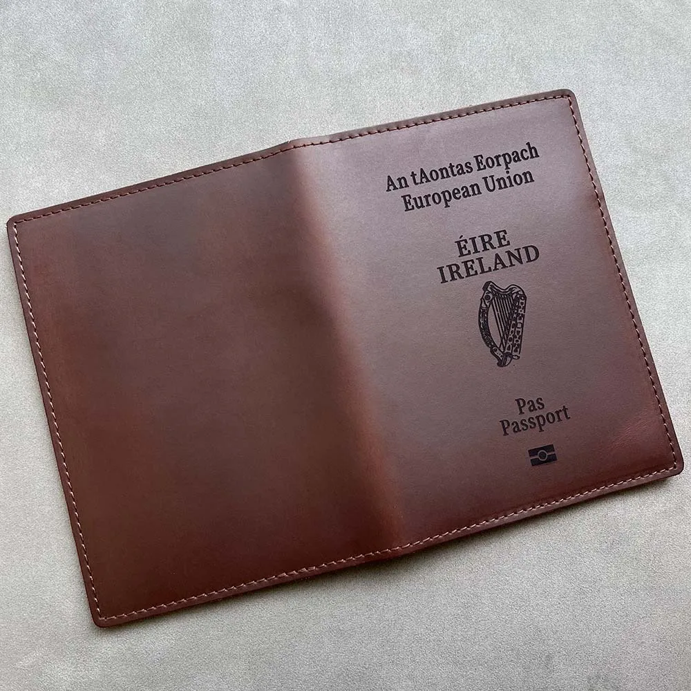 Personalised Leather Irish Passport Cover Vintage  Genuine Leather Ireland Passport Holder Personalised