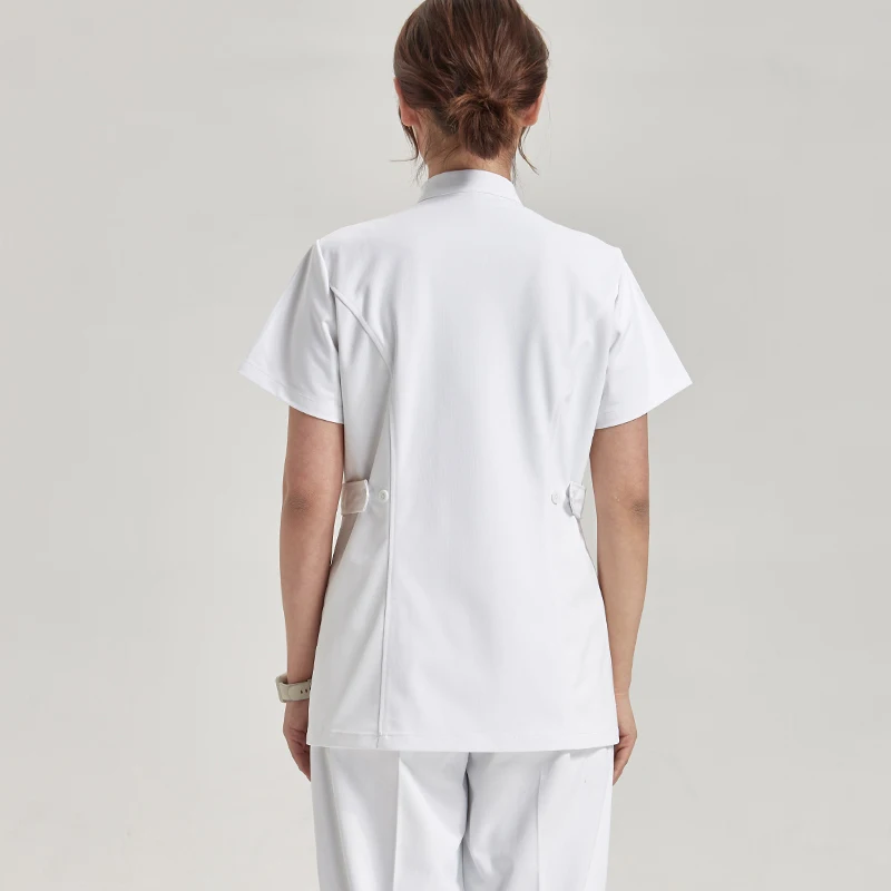 Ensemble de vêtements médicaux blancs pour femmes, Uniformes de travail pour infirmières et esthéticiennes, 801 – 01