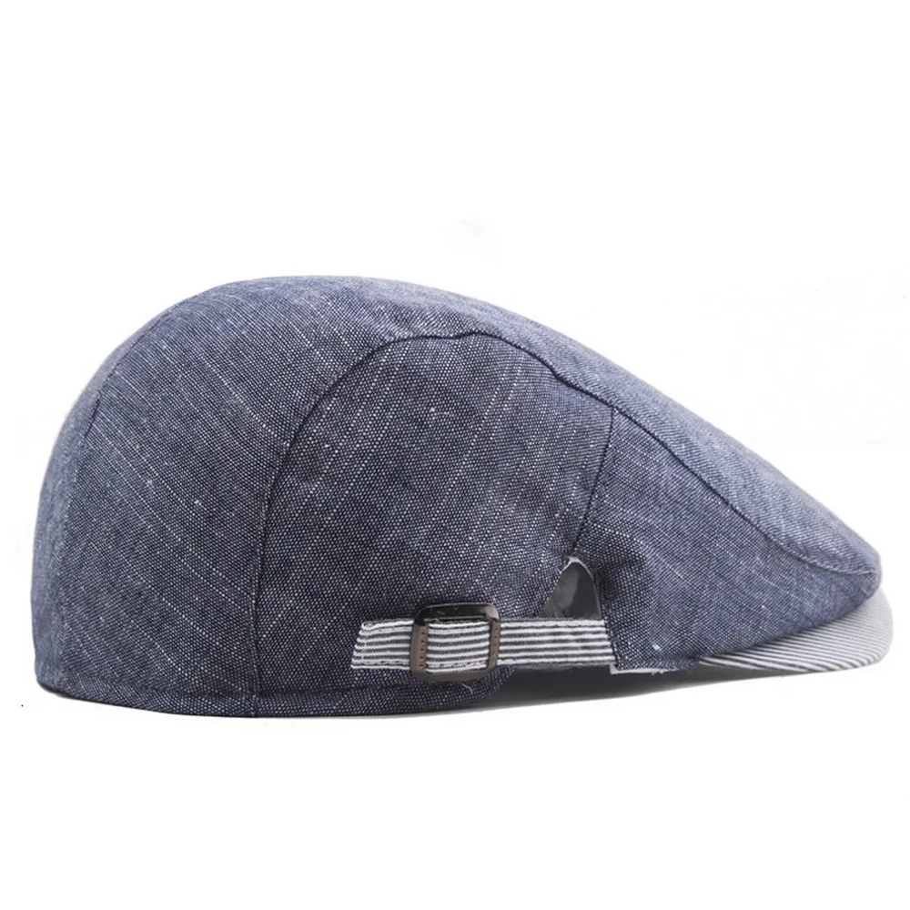 Men Newsboy Caps Spring And Autumn Berets Hats Cotton Polyester 57-62cm Big Head Circumference Striped Brim Casual Style BT0102