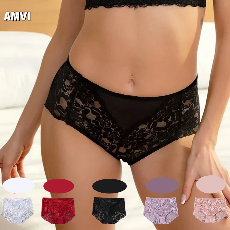 

3Pcs Women's Plus Size S-4XL Lace Hollow Panties Sexy Women's Triangle Panties Thong Women's Close Fitting Underwear Set