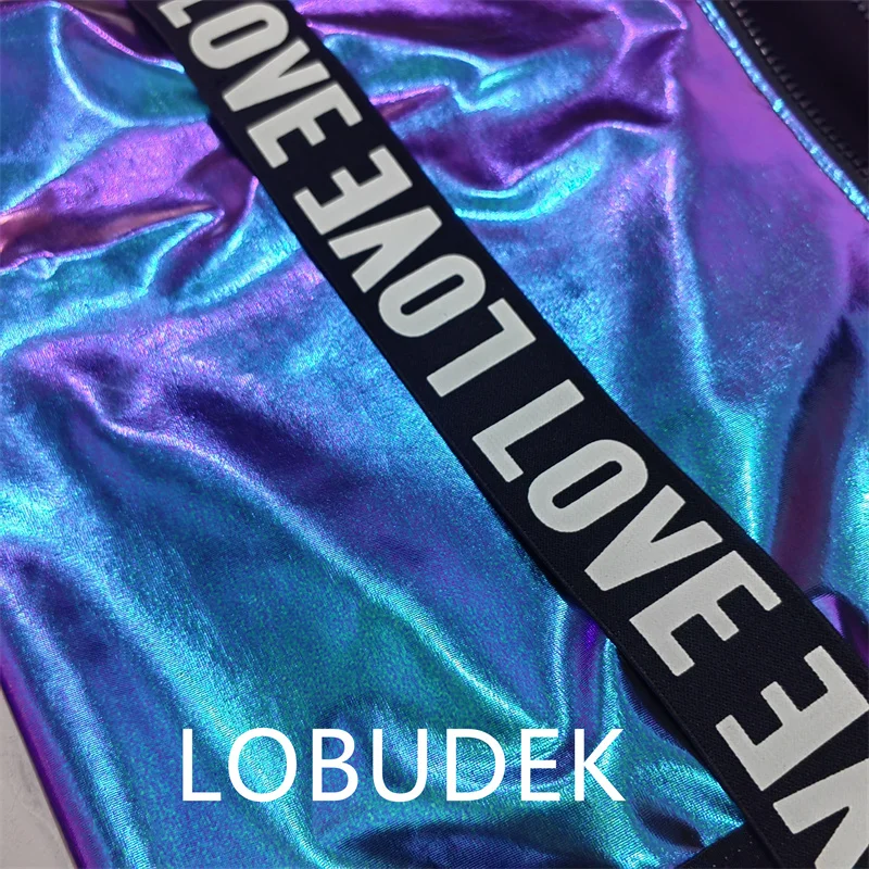 Equipo masculino Jazz traje de baile de Hip Hop estilo Punk carta vendaje láser chaqueta con capucha pantalones conjunto de 2 piezas club nocturno fiesta Rave traje