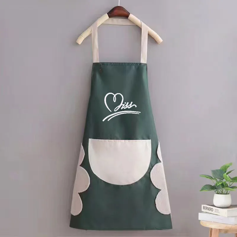 Household Waterproof Hand-Wiping Apron Kitchen Oil-Proof Apron Adult Cooking Hanging Neck Bibs Home Aprons Kitchen Accessory