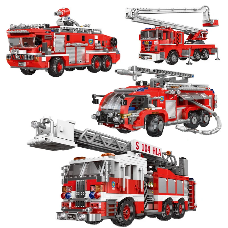 City Fire Truck Building Block Rescue Engineering Vehicle Model Kit MOC Assembly Toys For Boys