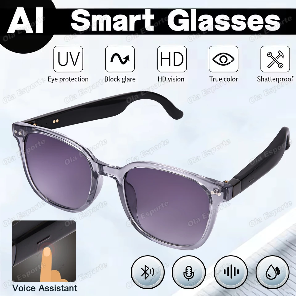 

Новые умные очки 2026 с ИИ, аудиофункциями, Bluetooth-звонками, воспроизведением музыки, управлением камерой, водонепроницаемые солнцезащитные очки для мужчин и женщин, с защитой от синего света