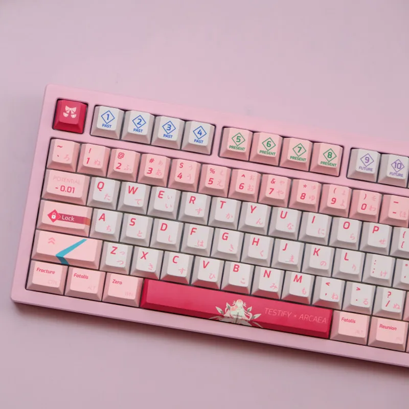 129 Key PBT วัสดุ ARCAEA สีชมพูห้าด้านระเหิดเชอร์รี่โปรไฟล์ Keycap ชุดสําหรับ MX SWITCH คีย์บอร์ด