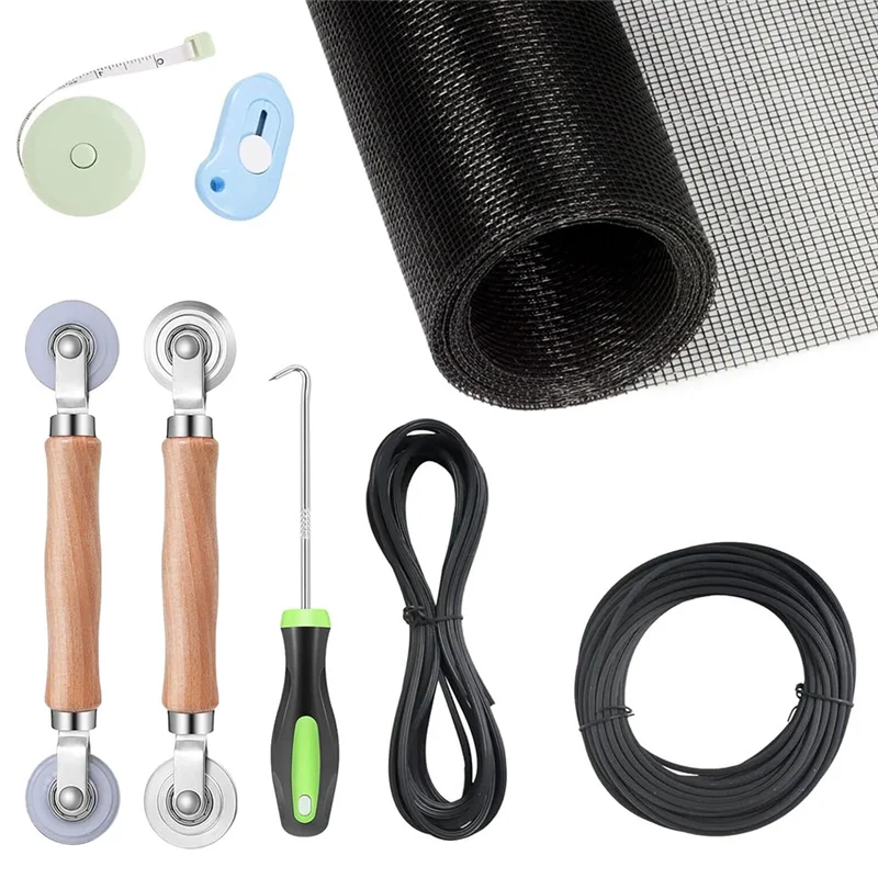Classy-Window Screen Door Repair Kit, Window Screen Replacement Kit With Steel/Nylon Bearing Roller
