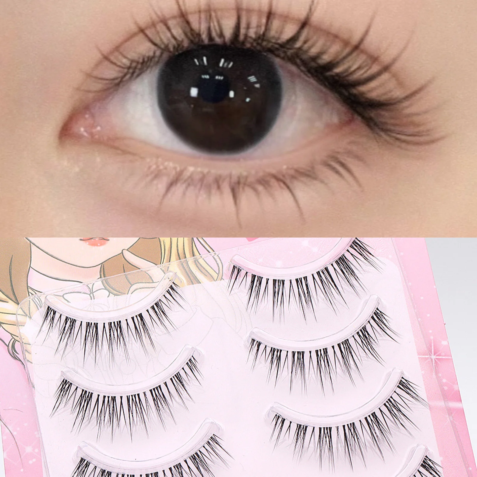 Sztuczne rzęsy w formie pasków, naturalne, z przezroczystym paskiem, miękkie, do codziennego użytku, w stylu koreańskim, do samodzielnego makijażu.