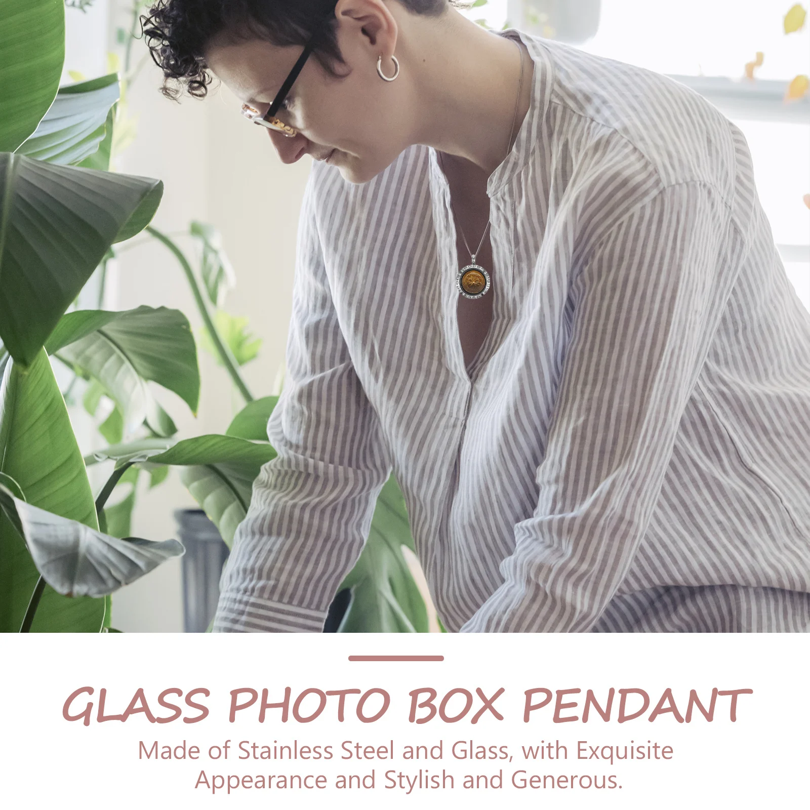 Liontin Kalung Bingkai Foto Bulat Stainless Steel, Dapat Dibuka, Untuk Wanita & Remaja Putri, Perhiasan Valentine